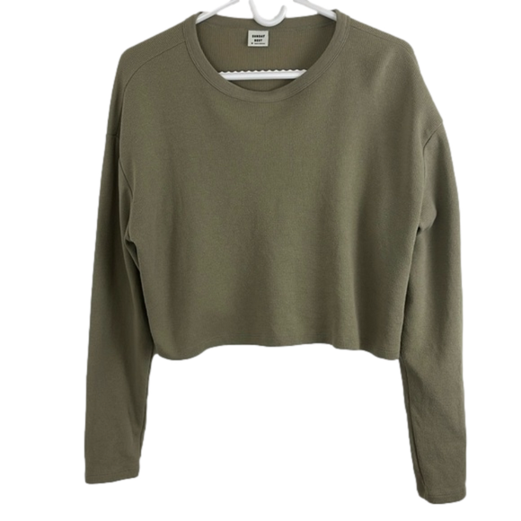 Aritzia Tops - Aritiza Sunday Best Taupe Cropped Waffle Knit Top